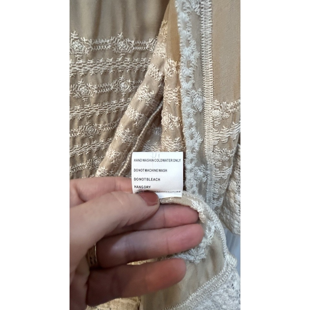 Solitaire Women Sz M Duster Kimono Black White Crochet Lace Embroidered Boho - Picture 10 of 10